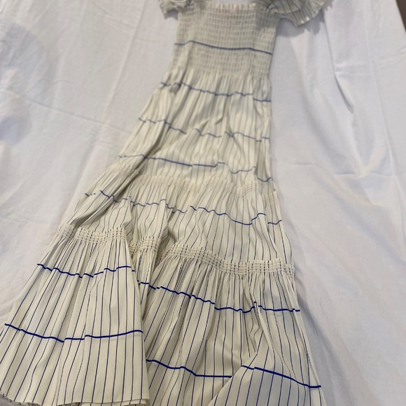 Tory Burch Striped Smocked Midi Dress - Picture 4 of 5